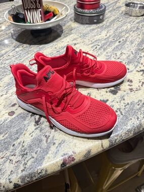 APL Red Knit Running Sneakers with White Sole